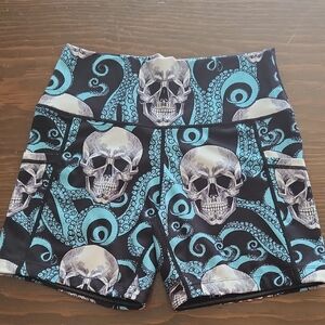 Constantly Varied Gear Black and Blue Athletic Shorts Skull Design